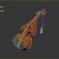 Orange Stringed Musical Instrument With Blue Hand Painted Artistic Supplies And Decorative Patterns