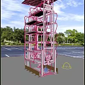 Spacious Public Parking Lot With Metal Tower Structure And Painted Lines 3d model