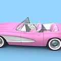 Classic Pink Convertible Car With Sleek Body White Accented Wheels And Pink White Interior