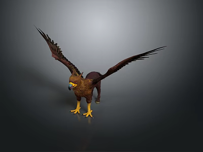Majestic Eagle With Spread Wings Detailed Feathers And Sharp Claws In Striking Pose 3d model