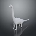 White Long Neck Dinosaur Model With Textured Surface And Dark Background Reflection