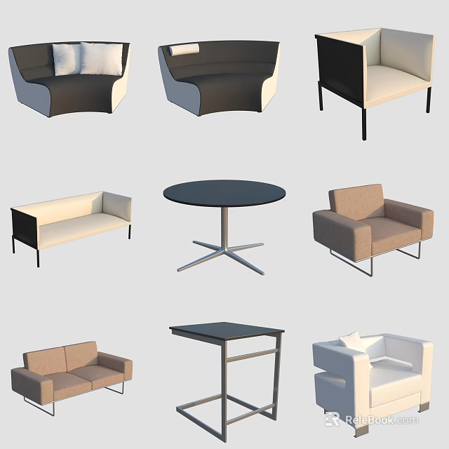 Modern Sofa and Coffee Table Set with Multiple Colors and Stylish Designs 3d model