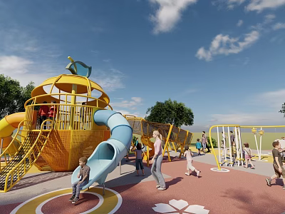 Modern children's play area Children's unpowered play 3d model