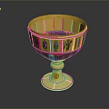 Golden Decorative Goblet With Intricate Patterns Red Liquid And Base
