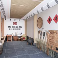 Rural Farming Culture Museum Exhibition Hall With Farming Tools Grain And Woven Baskets