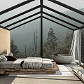Luxurious Hotel Room With Glass Roof Mountain View Freestanding Bathtub And Cozy Sofa
