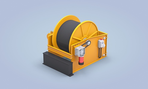 industrial cable car motor winch industrial winch 3d model