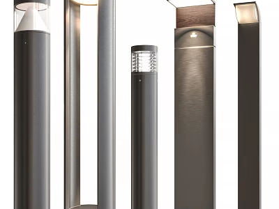 Modern Outdoor Lights With Various Metal Pole Designs And Garden Path Illumination Features 3d model