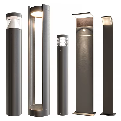 Modern Outdoor Lights With Various Metal Pole Designs And Garden Path Illumination Features 3d model