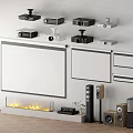 Projection and Surveillance System Setup With Wall Mounted Cameras Screens and Speakers