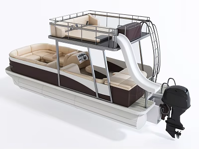 Luxury Pontoon Boat With Double Decker Slide And Spacious Seating 3d model