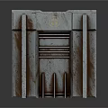 Vintage Gray Textured Furniture With Decorative Ornament And Grille Structure