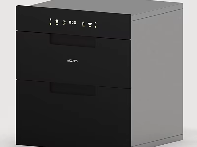 Modern Black Kitchen Appliance with Two Drawers and Control Panel 3d model