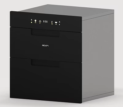 Modern Black Kitchen Appliance with Two Drawers and Control Panel 3d model