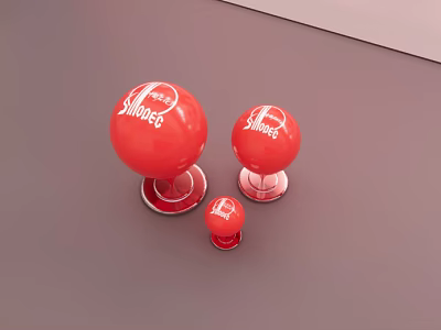 Red Spherical Smoochies Decorative Ornament Set With Three Sizes And Transparent Base 3d model
