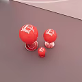 Red Spherical Smoochies Decorative Ornament Set With Three Sizes And Transparent Base