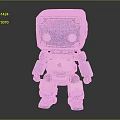 Cute Cartoon Style White Blue Robot With Square Head Round Eyes