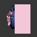 Cartoon Reptile Turtle Design on Pink Box with Pink Flowers and Blue Waves