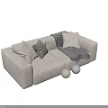 Modern Light Gray Two Seater Sofa With Decorative Pillows And Throw Blanket 3d model