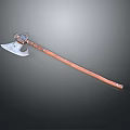 Medieval Battle Axe Featuring Metal Blade Wooden Handle And Decorative Details