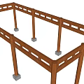 Traditional Ancient Architecture Wooden Structure With Columns Beams And Railing Design