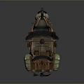 Detailed Decorative Pirate Ship Model With Sails Lanterns And Wooden Accents