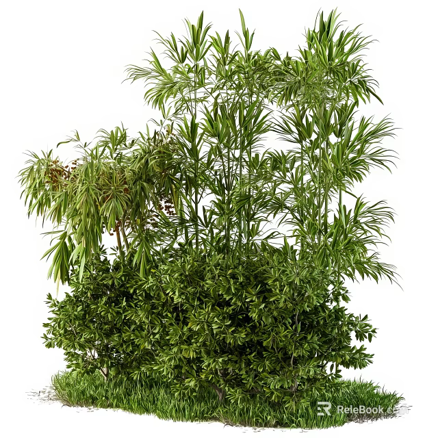 Lush Green Plants Collection For Decoration 3d model 