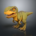 Realistic 3D Dinosaur Character With Green Yellow Skin Sharp Teeth And Yellow Eyes Standing