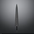 Sharp Metal Weapon Knife With Long Black Handle And Perforated Blade Design