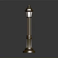 Classical Outdoor Lighting Combination Featuring Decorative Metal Pillar Street Lamp With Transparent Lampshade Design
