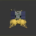 Advanced Lunar Lander With Golden Structure Blue Solar Panels And Landing Gear