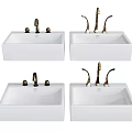 Modern White Washbasins Featuring Different Faucet Styles For Bathroom Use