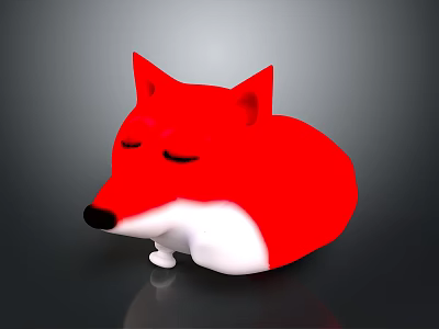 Cartoon Red Fox Character With Closed Eyes And Curled Up White Belly 3d model
