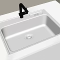 Black Modern Kitchen Faucet with Stainless Steel Sink on White Countertop