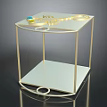 Modern Minimalist Side Table With Gold Metal Frame And Glass Top Design