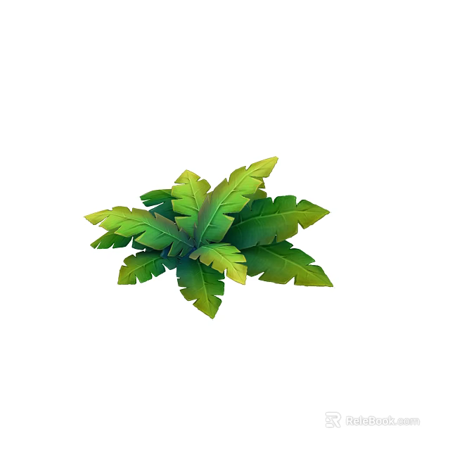 Cute Cartoon Scene With Lush Green Tropical Leaves And Vibrant Layered Foliage 3d model 
