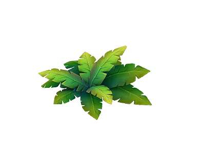 Cute Cartoon Scene With Lush Green Tropical Leaves And Vibrant Layered Foliage 3d model