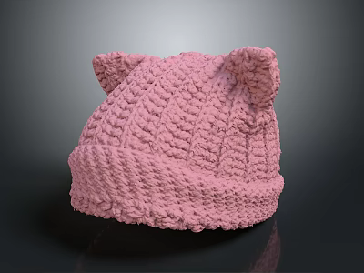 Pink Knitted Hat With Cute Cat Ears Design And Soft Warm Texture For Winter 3d model Pink Knitted Hat With Cute Cat Ears Design And Soft Warm Texture For Winter 3d model