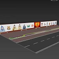 Scenic Mural Wall With Colorful Figures Animal Paintings Benches People Activities Nearby Red Brick Ground