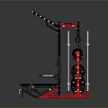 Red And Black Multi Functional Fitness Rack With Dumbbells Barbell Plates And Medicine Ball