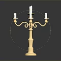 Elegant Golden Candelabra With Five White Candles Classic Design Home Decor