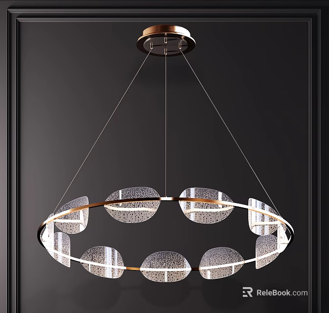 Elegant Modern Circular Chandelier With Metal Frame And Glass Elements 3d model 