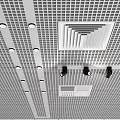 Modern Ceiling Design With Grid Patterns Light Fixtures And Textured Panels 3d model