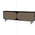 Elegant Modern Entryway Console Cabinet With Beige Leather Gold Handles And Black Legs