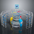 Outdoor Play Climbing Equipment with Metal Frame Circular Platform Colorful Components and Top Sign