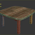 Wooden Square Coffee Table With Natural Wood Grain Surface And Four Legs Design