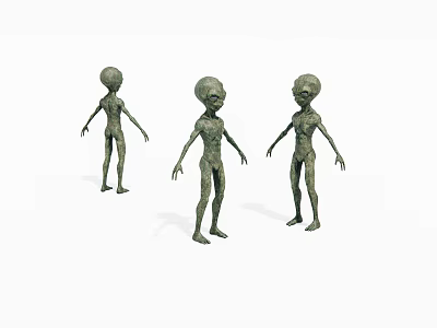 3D Realistic Alien Game and Movie Character in Three Different Standing Poses 3d model