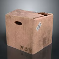 Durable Brown Cardboard Box With Handle Hole Side Barcode And Recycling Symbol