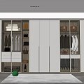 Modern Walk in Closet Interior With Glass Doors And Storage Cabinets