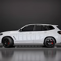 White SUV With Modern Design Sleek Body And Black Red Wheels Side Profile